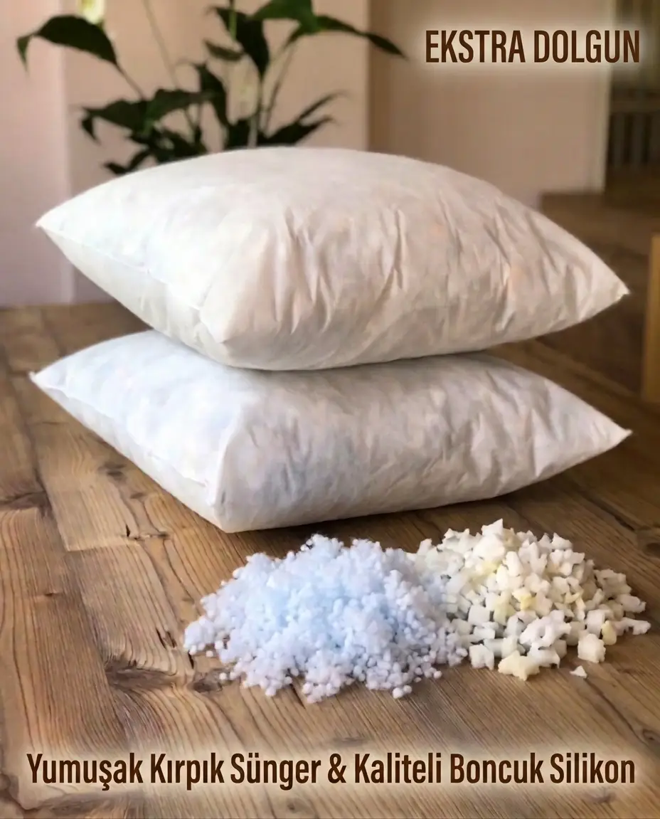 2 Adet Kırlent Dolgusu Koltuk Yastık İçi Dolgun Elyaflı Kırpık Sünger 45x45cm