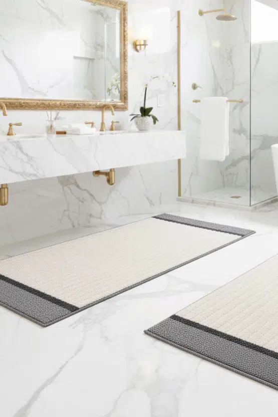 Banyo Paspası 2’li Set Yıkanabilir Dokuma Yüzey Kaymaz Taban Klozet Takımı Banyo Halısı Paspas - Gri