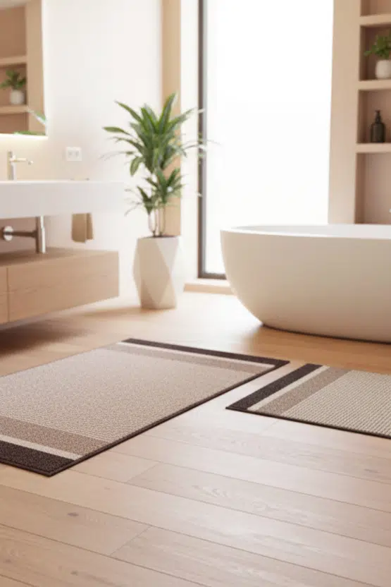 Banyo Paspası 2’li Set Yıkanabilir Dokuma Yüzey Kaymaz Taban Klozet Takımı Banyo Halısı Paspas - Kahve
