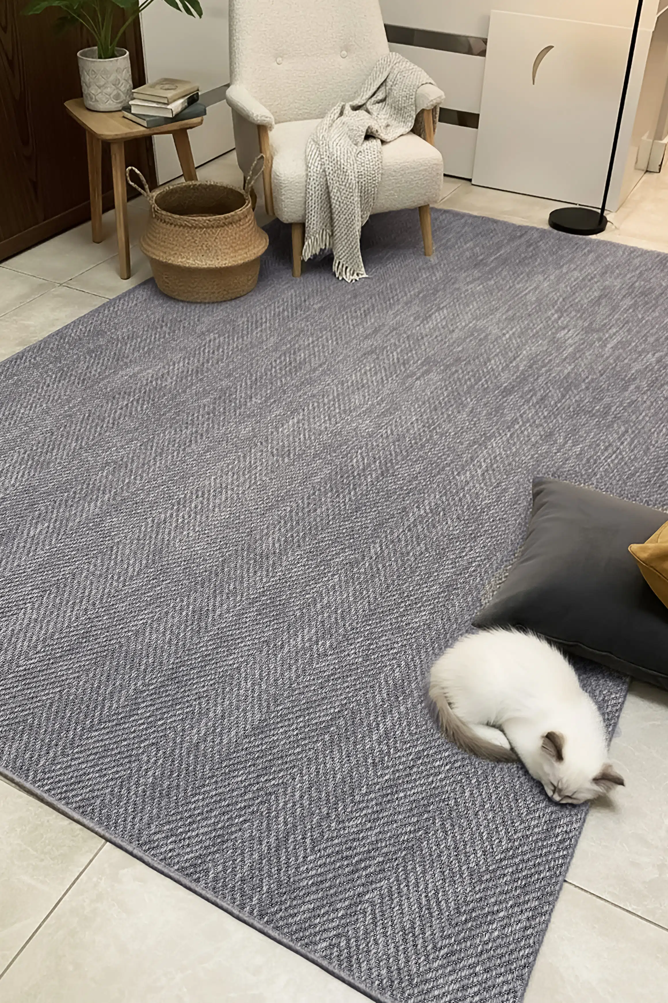 Berena Naturel Jüt Halı Örme Kilim Sisal Hasır Halı Kedi Köpek Evcil Hayvan Halısı Mutfak Balkon Halısı - Gri