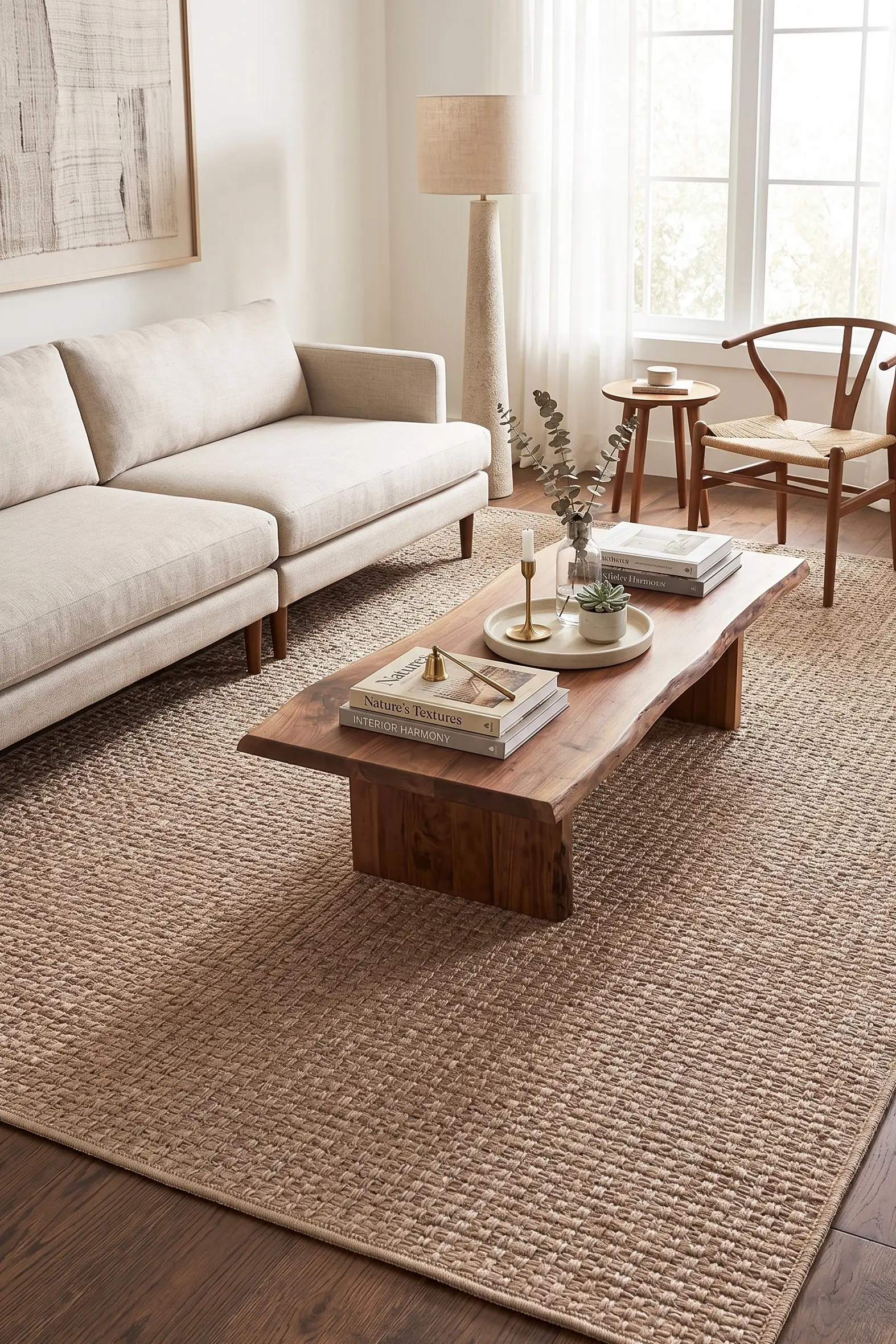 Cehu Naturel Jüt Halı Örme Kilim Sisal Hasır Halı Mutfak Balkon Halısı - Bej