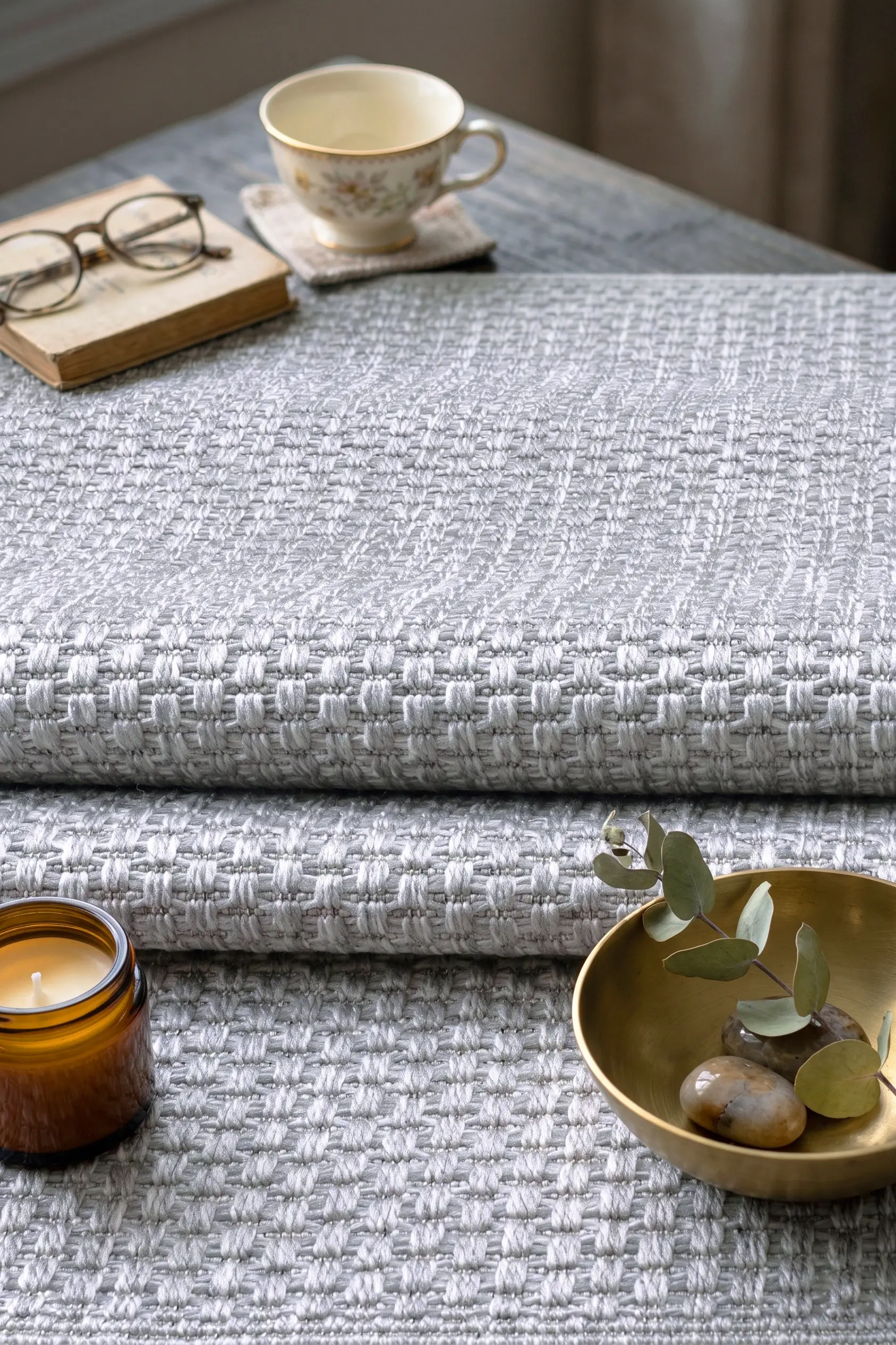 Cehu Naturel Jüt Halı Örme Kilim Sisal Hasır Halı Mutfak Balkon Halısı - Gri