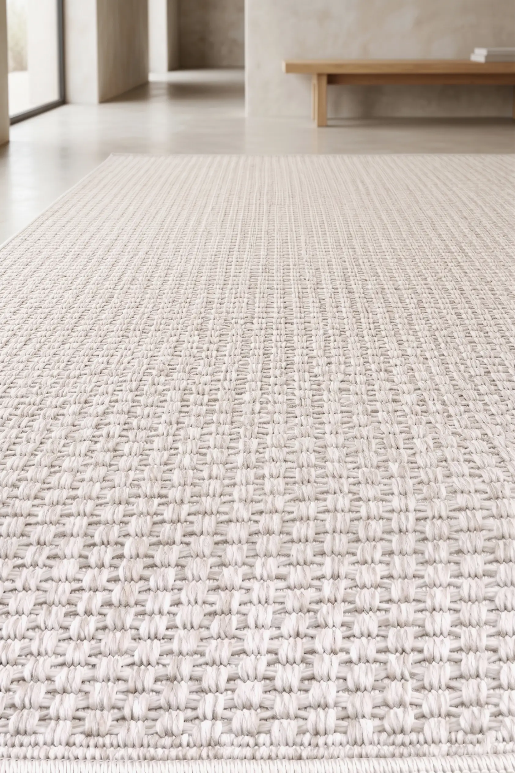 Cehu Naturel Jüt Halı Örme Kilim Sisal Hasır Halı Mutfak Balkon Halısı - Krem