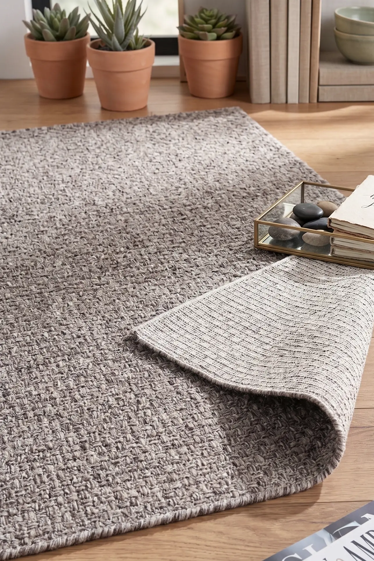 Cehu Naturel Jüt Halı Örme Kilim Sisal Hasır Halı Mutfak Balkon Halısı - Vizon