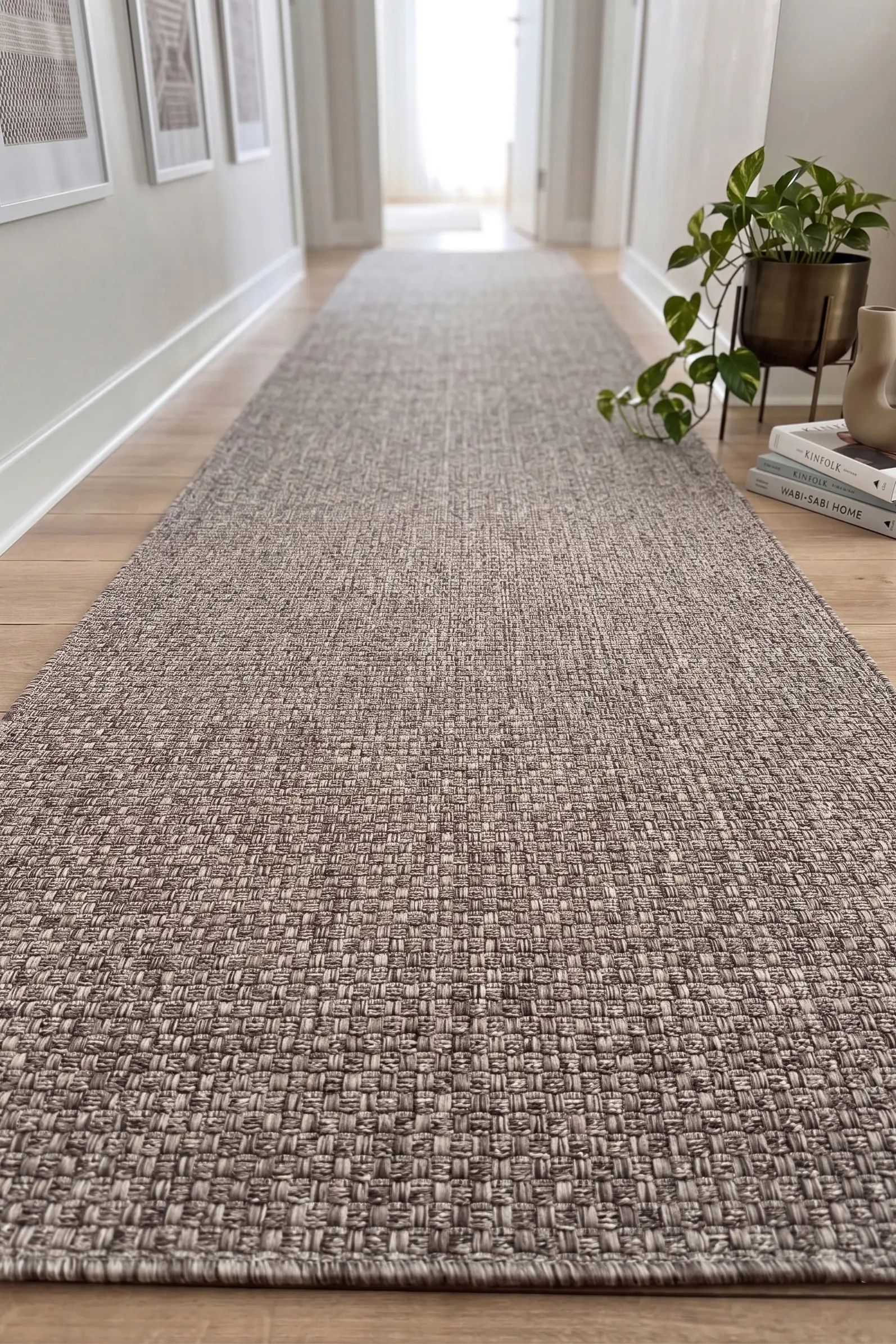 Cehu Yolluk Naturel Jüt Halı Örme Kilim Sisal Hasır Halı Mutfak Balkon Halısı - Vizon