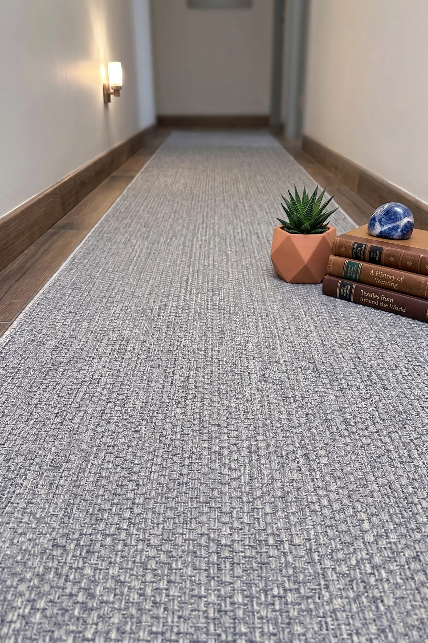 Cehu Yolluk Naturel Jüt Halı Örme Kilim Sisal Hasır Halı Mutfak Balkon Halısı - Gri
