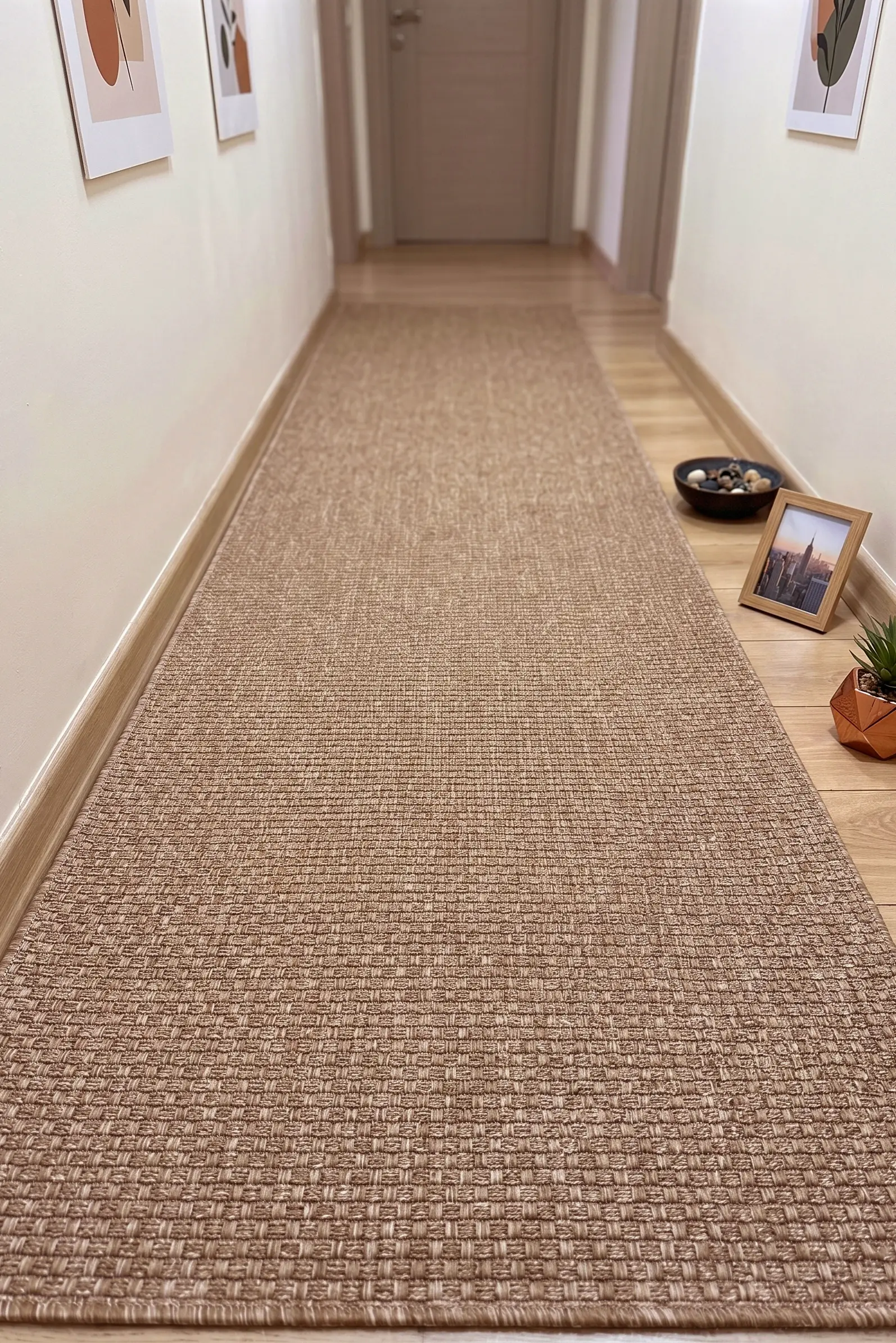 Cehu Yolluk Naturel Jüt Halı Örme Kilim Sisal Hasır Halı Mutfak Balkon Halısı - Bej