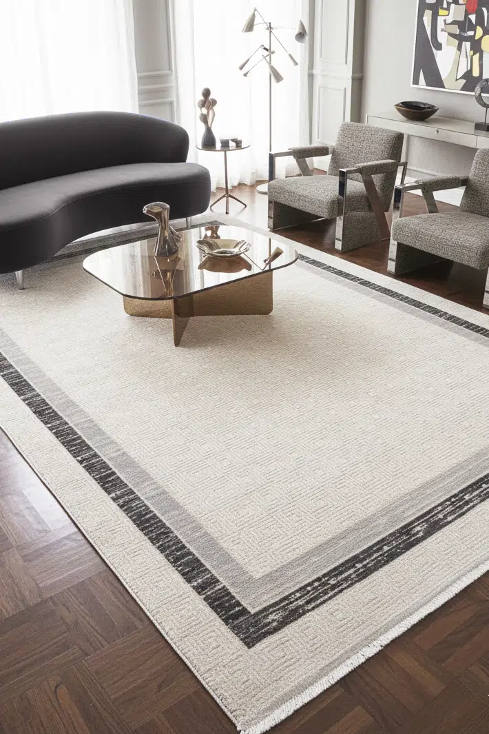 Elit Salon Halısı Oturma Odası Halısı 4m² ve 6m² Klasik Desenli Yumuşak Modern Dokuma Halı - Gri