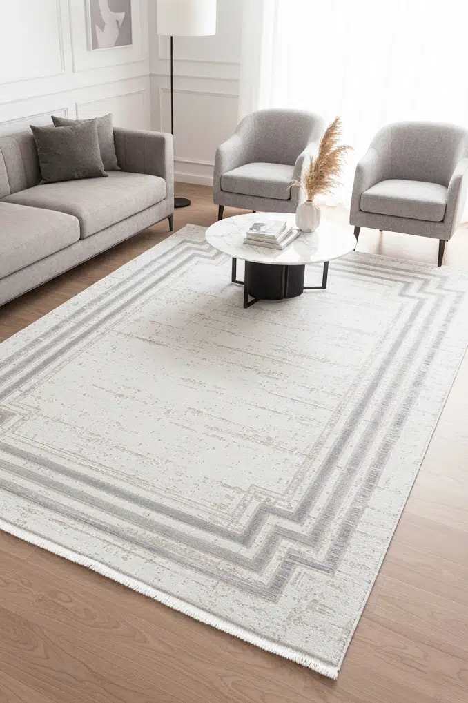 Frame Salon Halısı Oturma Odası Halısı 4m² ve 6m² Klasik Desenli Yumuşak Modern Dokuma Halı - Renkli