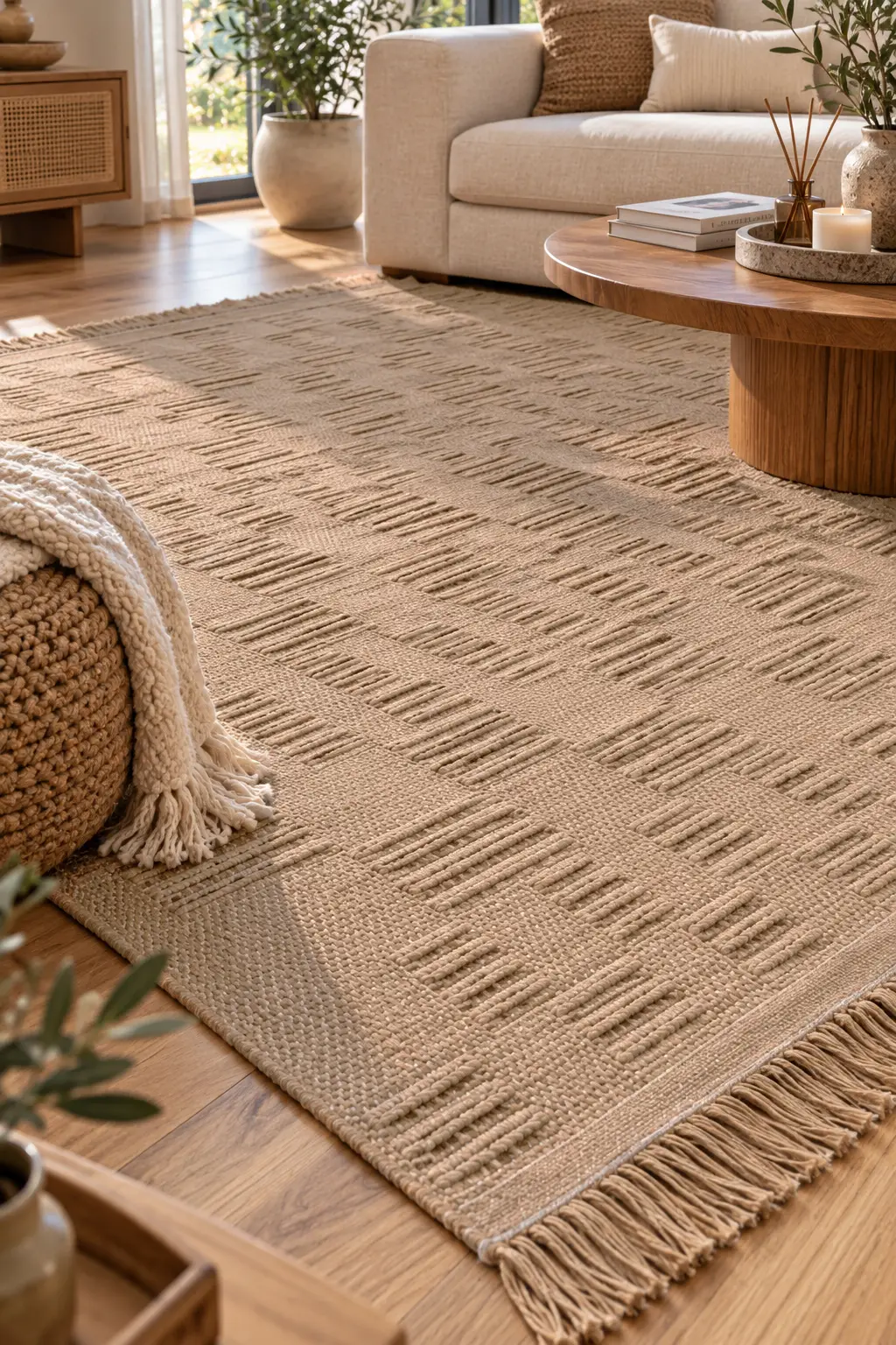 Gerçek Doğal Jüt Halı %100 Kendinden Saçaklı Dokuma Kilim Sisal Hasır Halı Mutfak Balkon Halısı