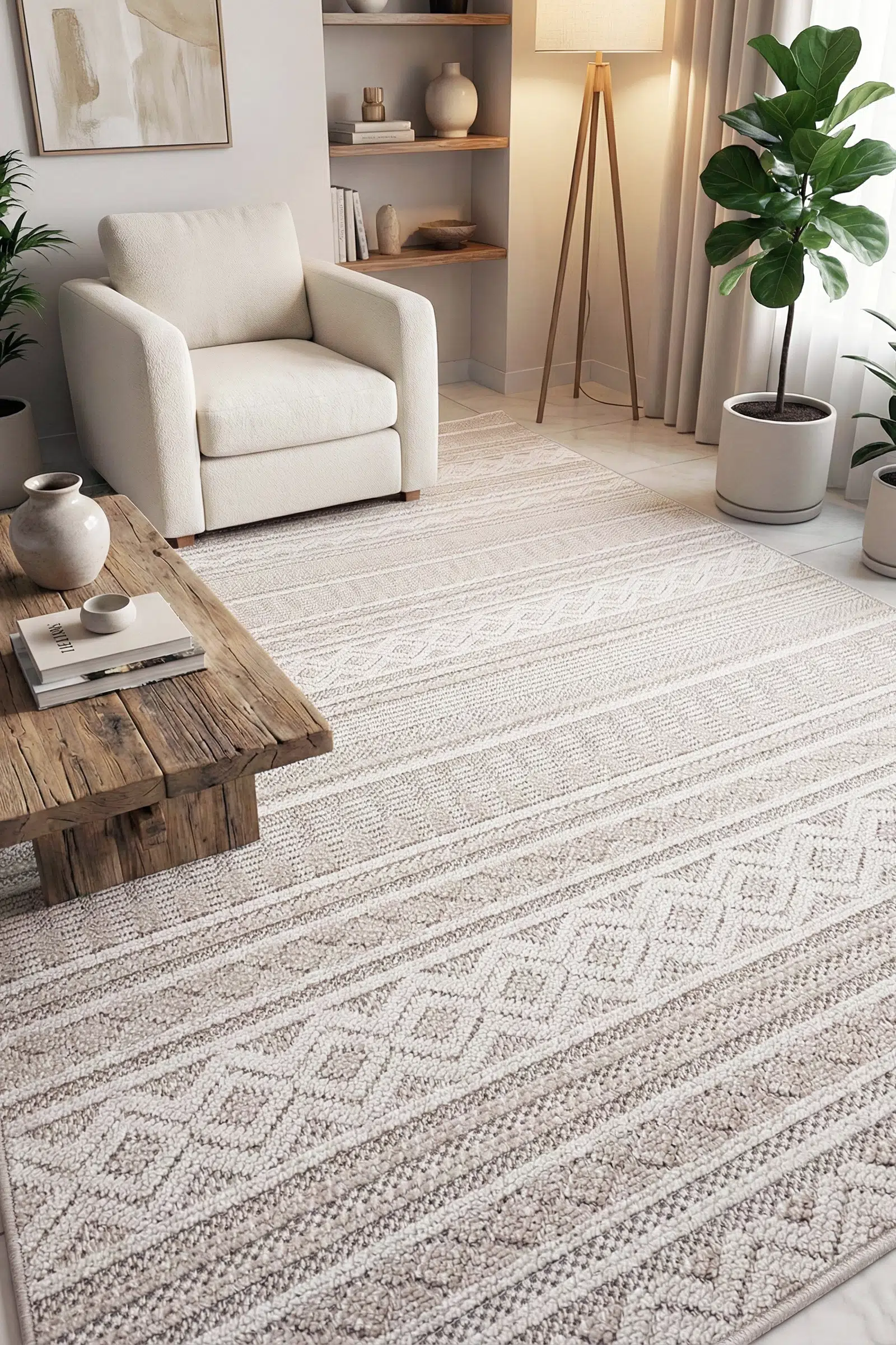 Leon Bukle Sisal Dokuma Halı Naturel Jüt Kilim Salon Oturma Odası Halısı - Bej