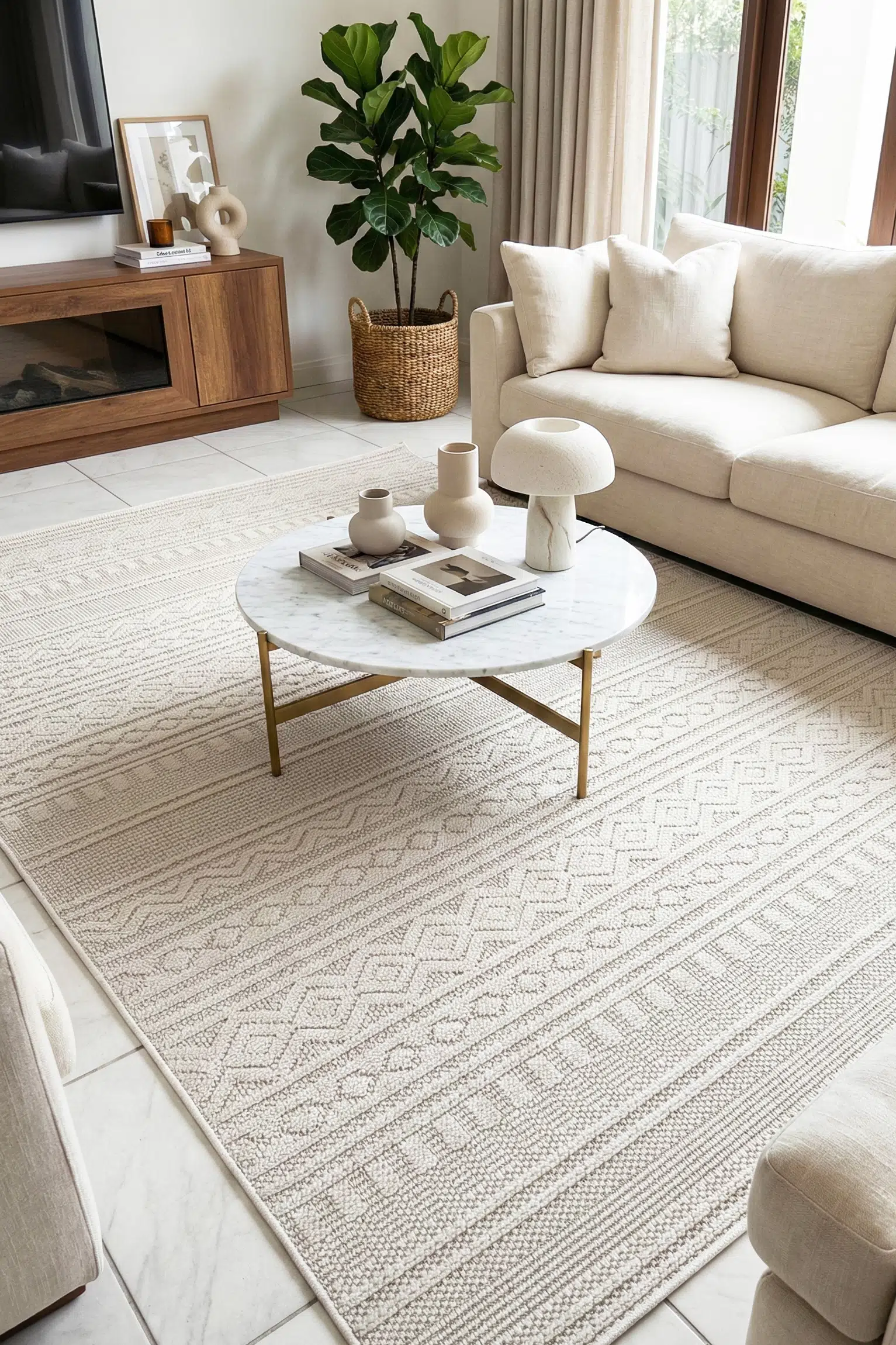 Leon Bukle Sisal Dokuma Halı Naturel Jüt Kilim Salon Oturma Odası Halısı - Krem