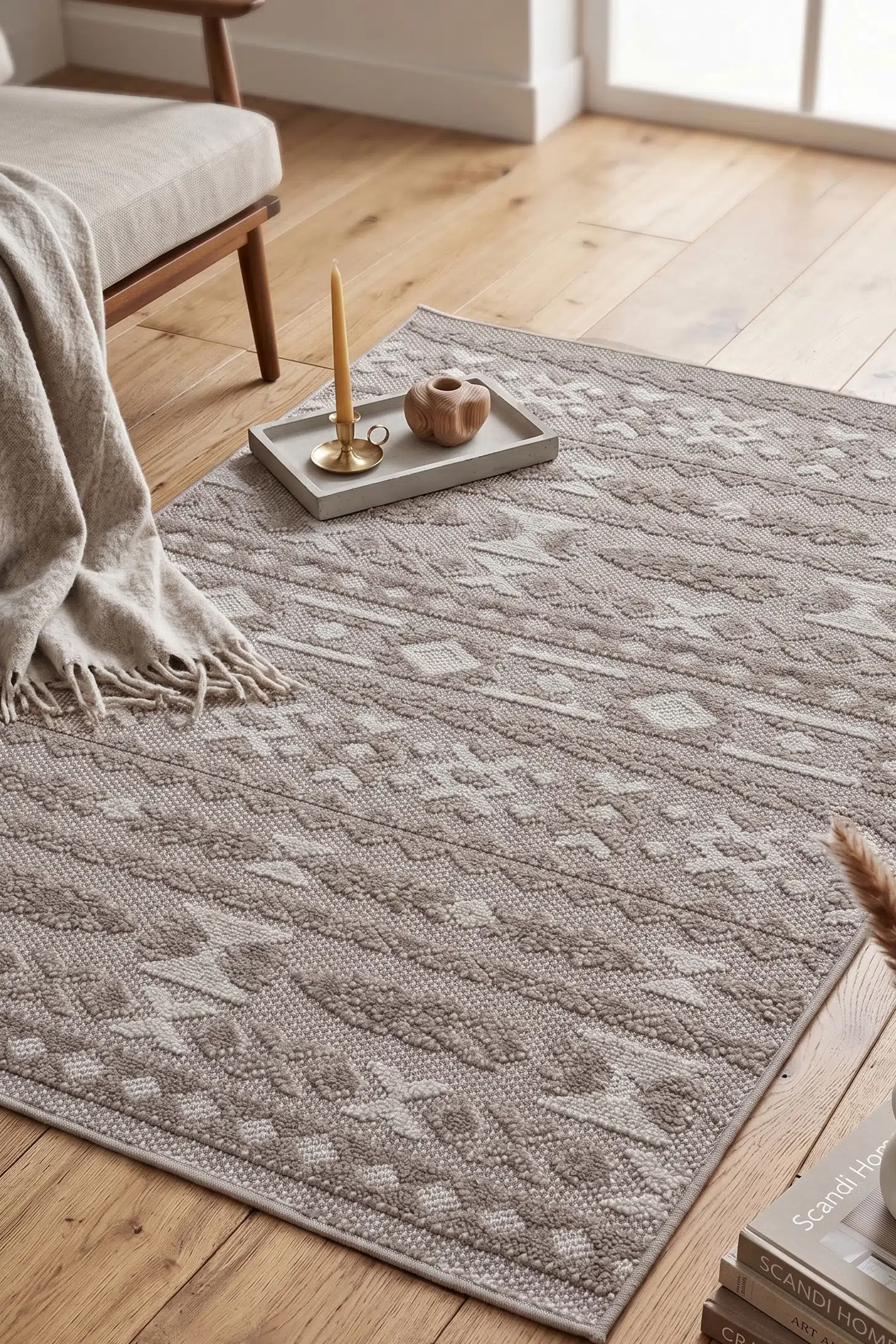 Leon Bukle Sisal Dokuma Halı Naturel Jüt Kilim Salon Oturma Odası Halısı - Kahve