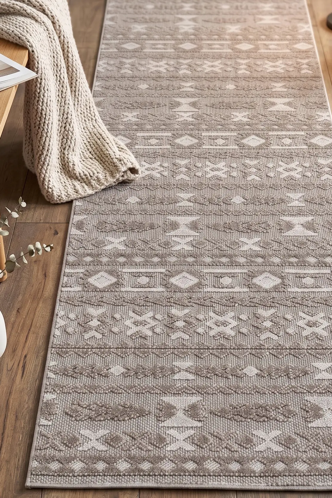 Leon Bukle Sisal Yolluk Dokuma Halı Naturel Jüt Kilim Mutfak Halısı Koridor Antre - Kahve