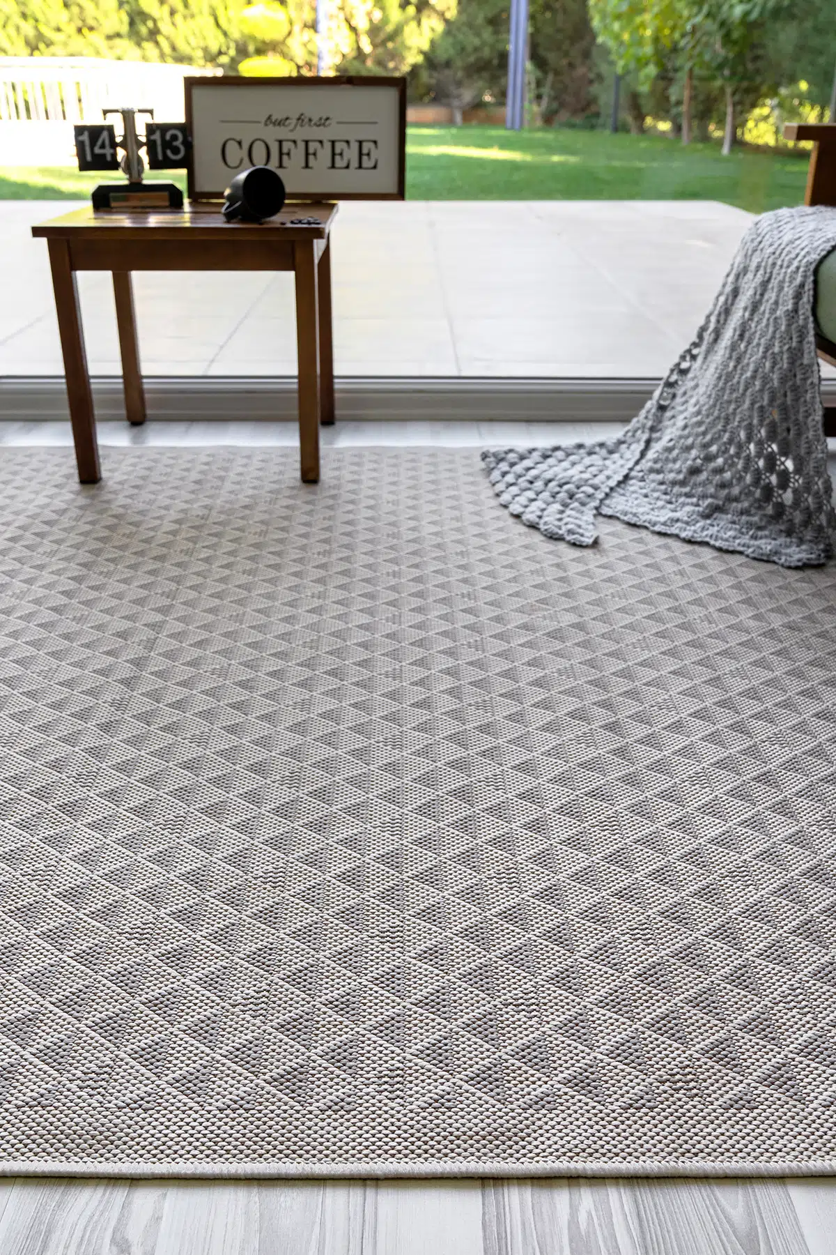 Beda Naturel Sisal Kilim Hasır Halı Mutfak Halısı Balkon Halısı - Gri