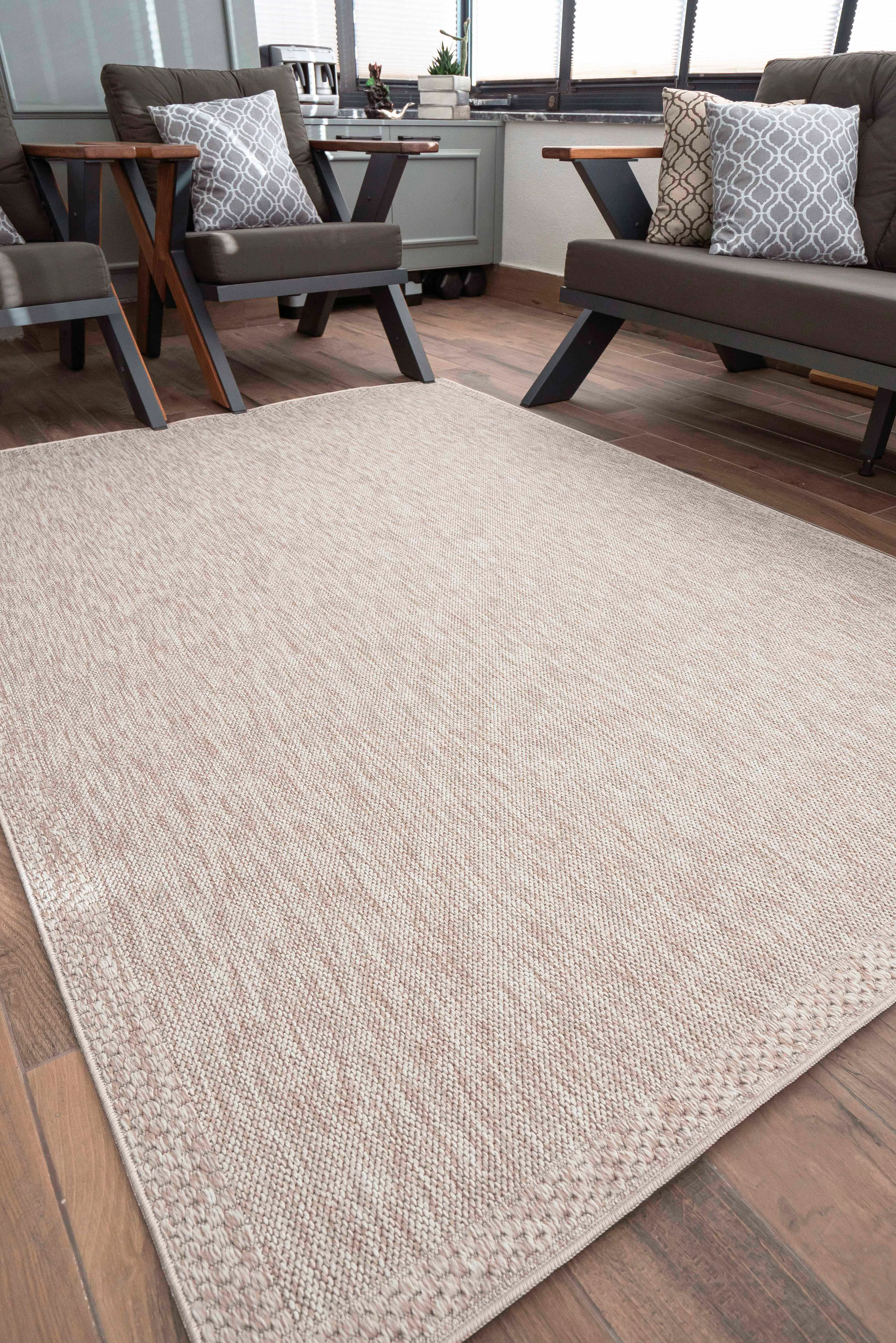 Celesta Naturel Jüt Halı Örme Kilim Sisal Hasır Halı Mutfak Balkon Halısı - Krem