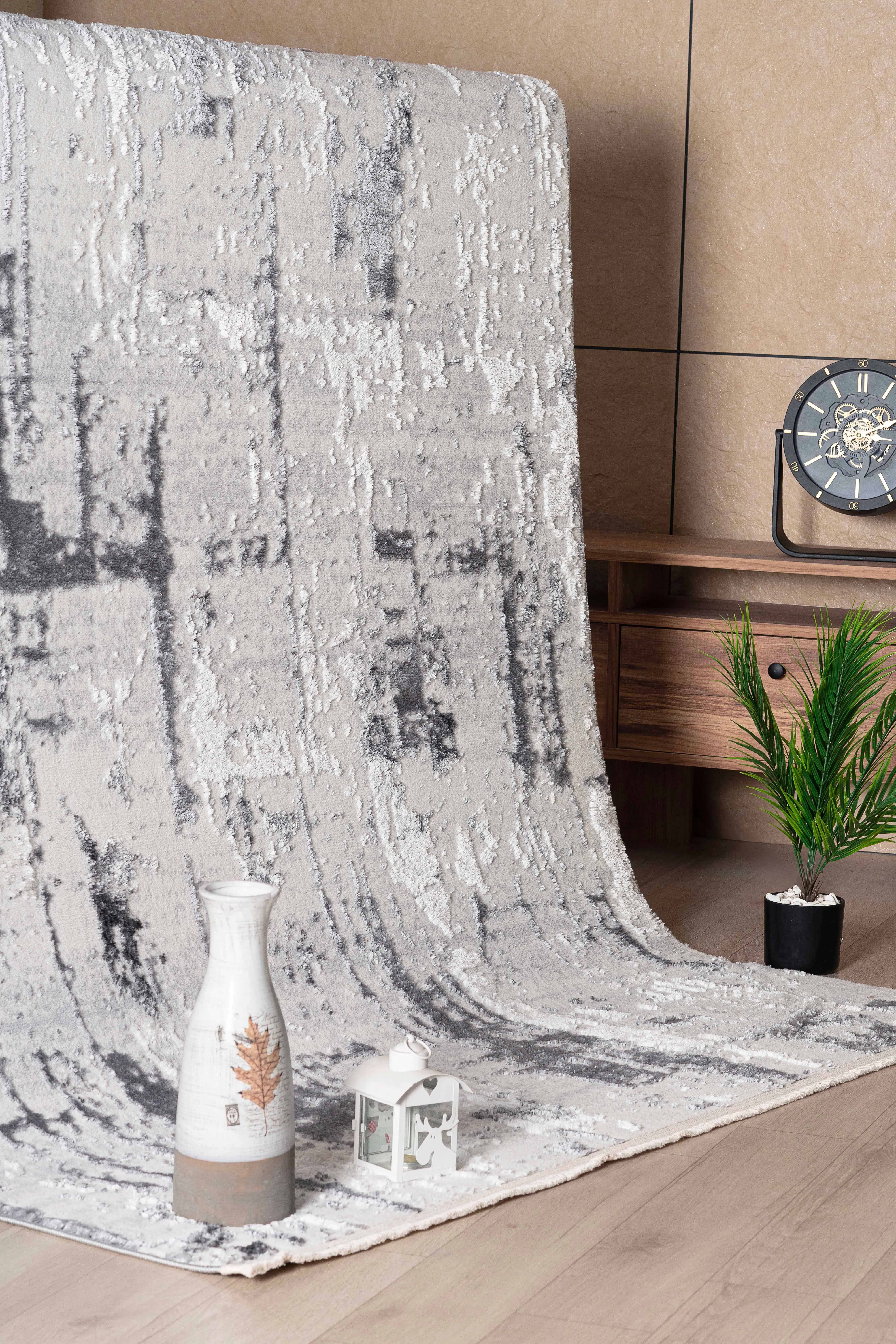 Essa Modern Dokuma Halı Oturma Odası Halısı Salon Halısı Mutfak Halısı - Gri