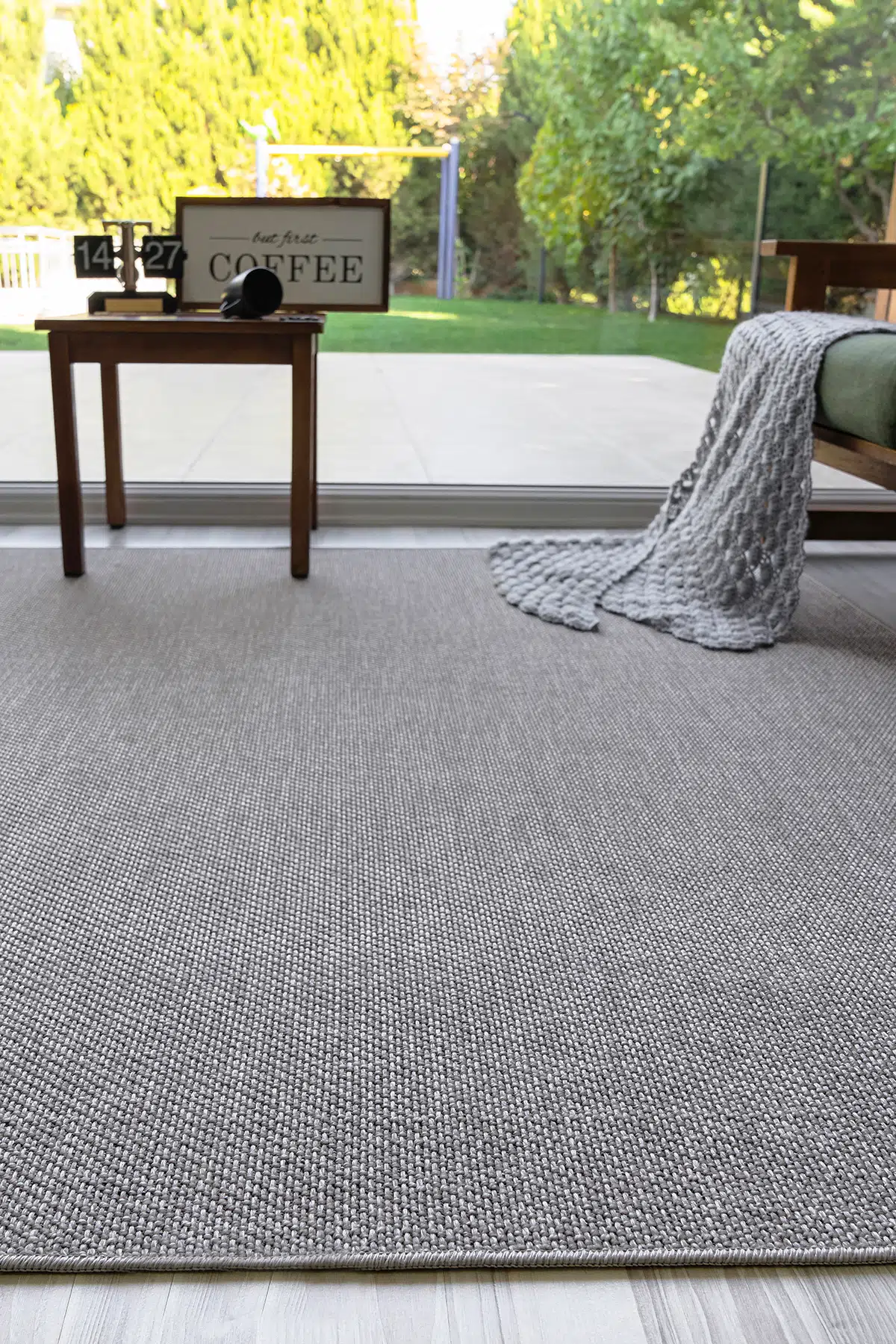 Milla Naturel Jüt Halı Örme Kilim Sisal Hasır Halı Mutfak Balkon Halısı - Gri