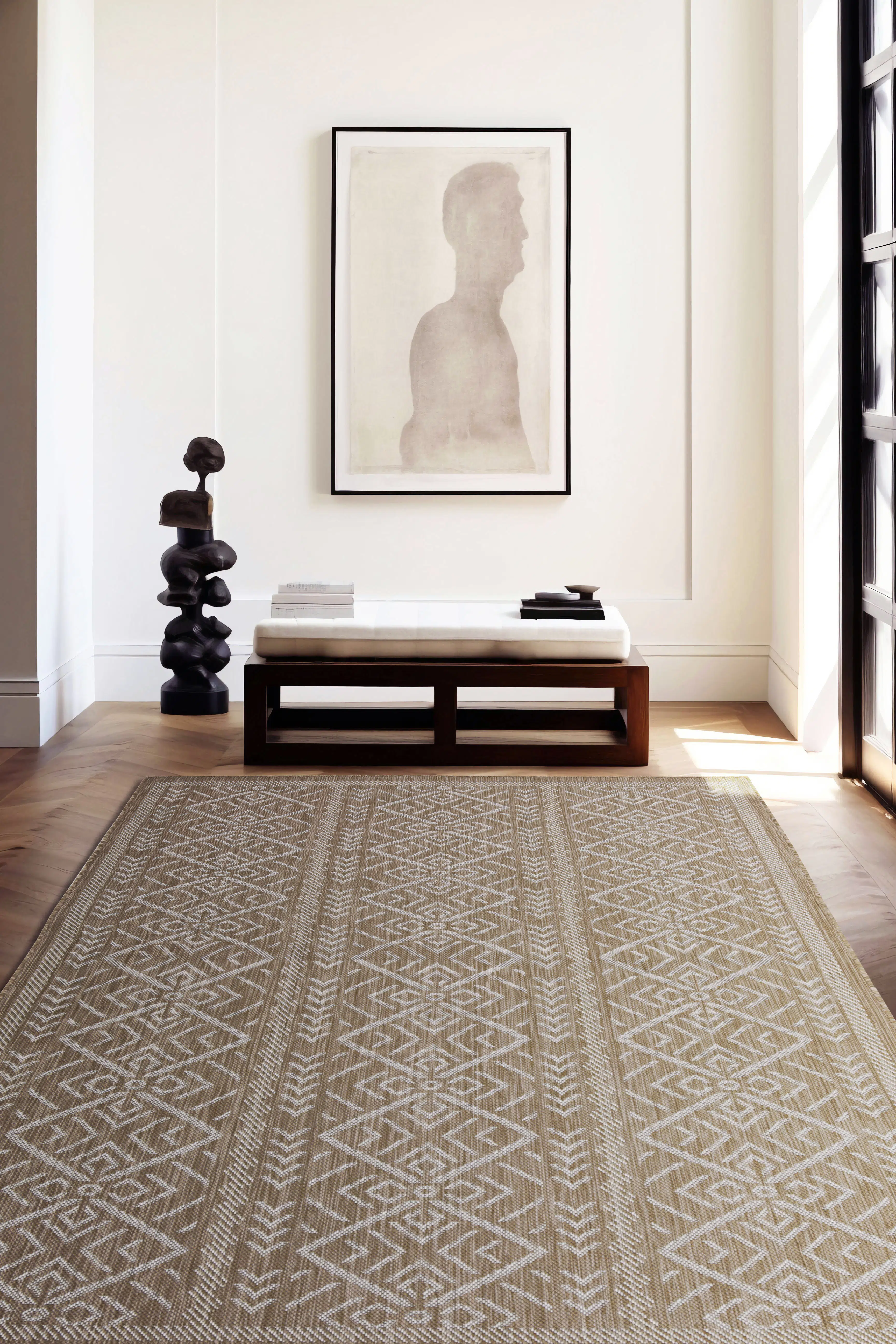 Nazen Naturel Sisal Kilim Hasır Halı Mutfak Halısı Balkon Halısı - Bej