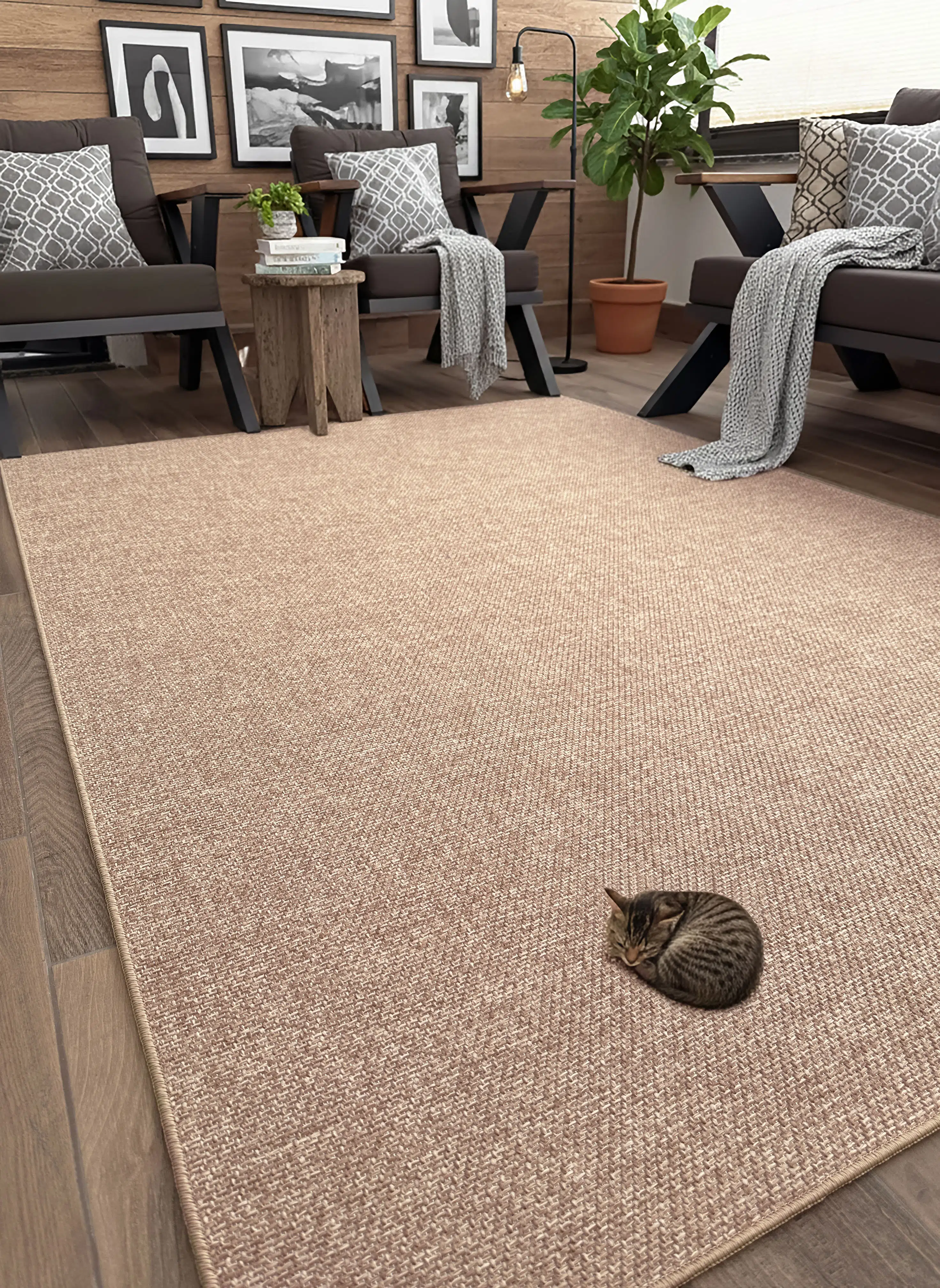 Milla Naturel Jüt Halı Örme Kilim Sisal Hasır Halı Mutfak Balkon Halısı - Bej