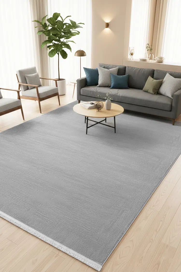 Moderno Salon Halısı Oturma Odası Halısı 4m² ve 6m² Klasik Desenli Yumuşak Modern Dokuma Halı - Gri