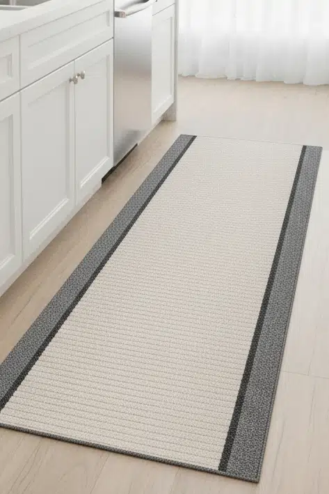Mutfak Halısı Yıkanabilir Yolluk Kaymaz Taban Dokuma Paspas - Gri