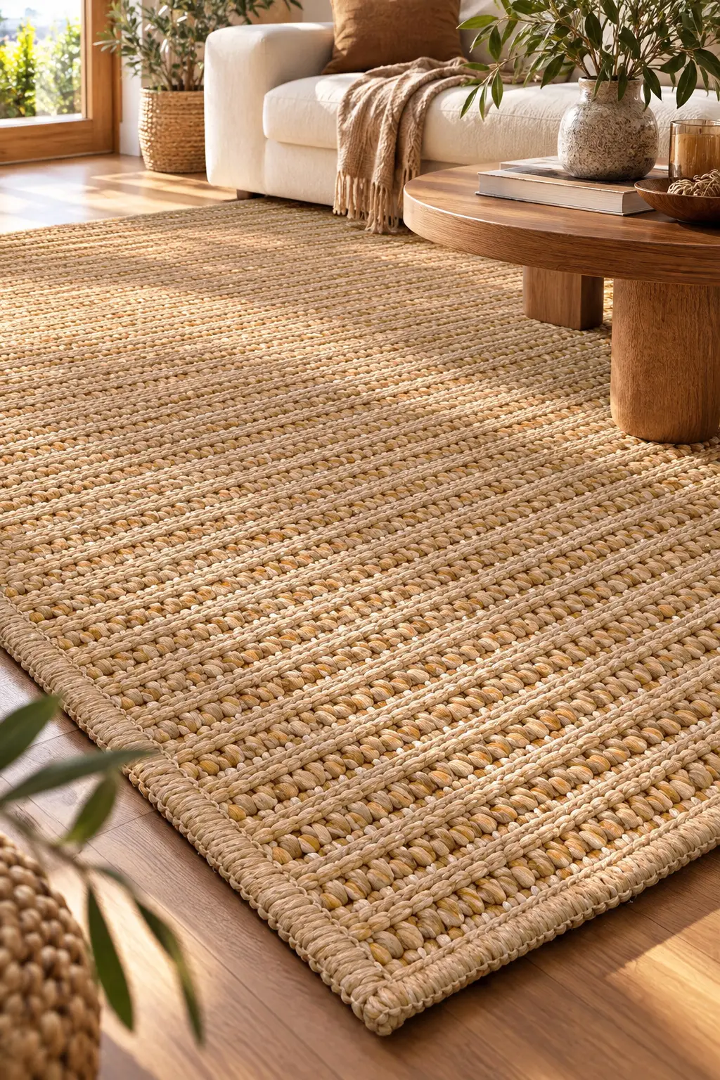 Naturel Jüt Halı Bukle Örme Kilim Sisal Hasır Halı Salon Mutfak Balkon Oturma Odası Halısı