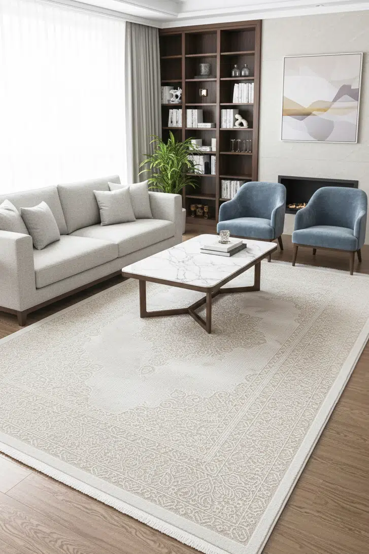 Royal Salon Halısı Oturma Odası Halısı 4m² ve 6m² Klasik Desenli Yumuşak Modern Dokuma Halı - Renkli