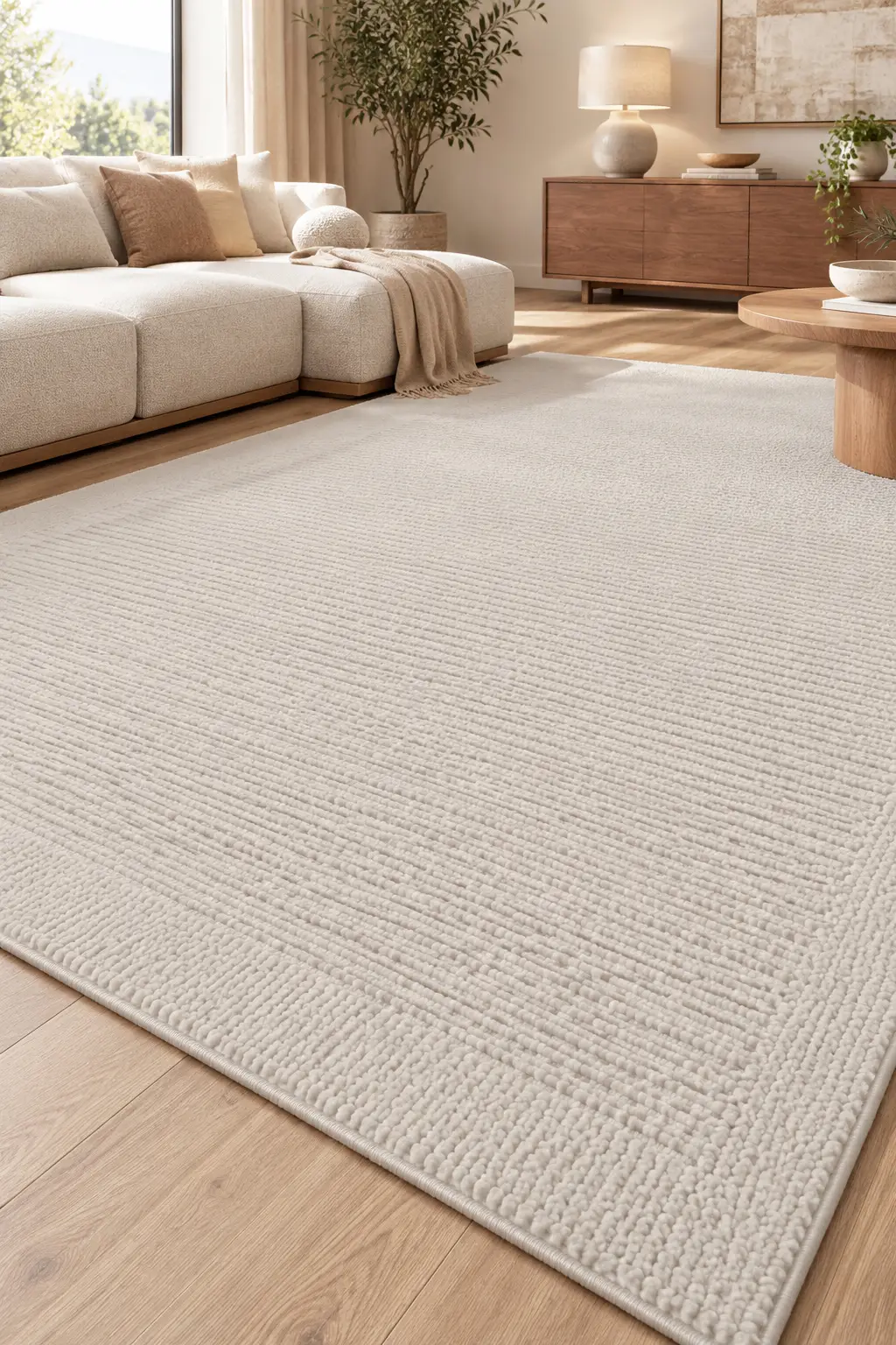 Softy Ekstra Yumuşak Örgü Dokuma Halı Oturma Odası Salon Mutfak Halısı - krem